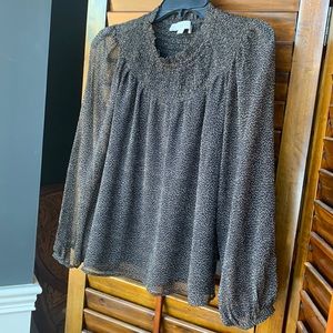 Loft- blouse with sheer sleeves . Goes great with black pants or skirt